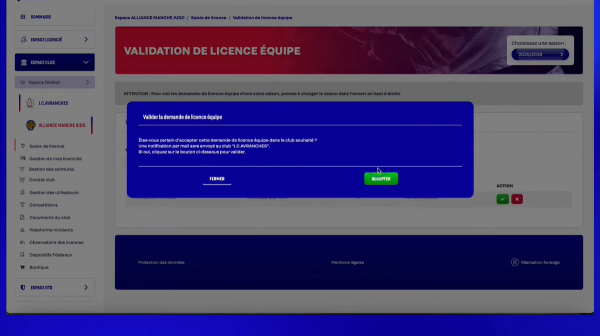 Tuto Prise de licence équipe